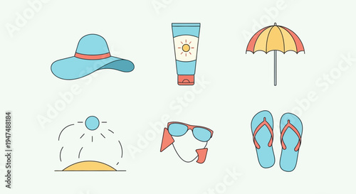 Summer vacation accessories set with sun protection