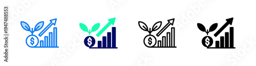 Growth  Multiple Style Icon Set Vector 