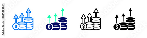 Profit  Multiple Style Icon Set Vector 