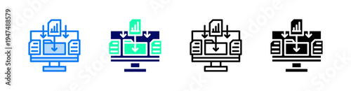 Data Gathering Multiple Style Icon Set Vector 
