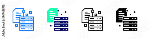 Database Multiple Style Icon Set Vector 