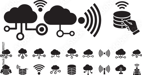Cloud Computing and Data Storage Technology Icons