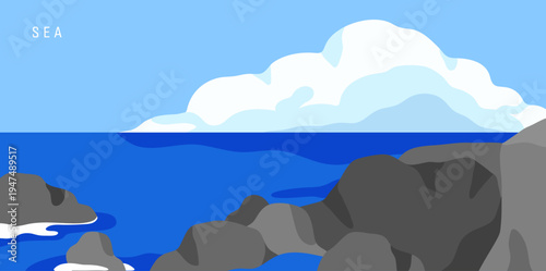 Rocky beach summer landscape