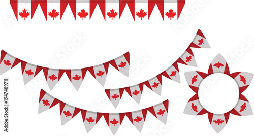 Canadian Flag Bunting and Circular Garland Canada maple leaf
