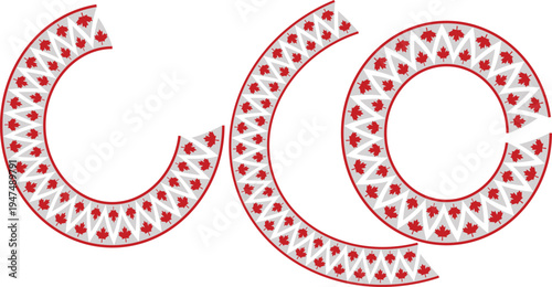 Canadian maple leaf pattern in circular Canada grey
