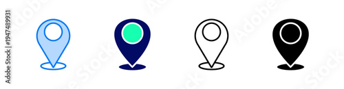 Stand Location Multiple Style Icon Set Vector 