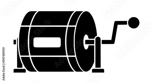 50 50 Raffle Lottery Drum Barrel Icon Black Silhouette Vector