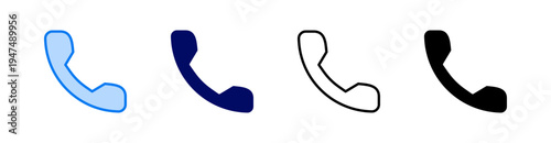 Phone Multiple Style Icon Set Vector 