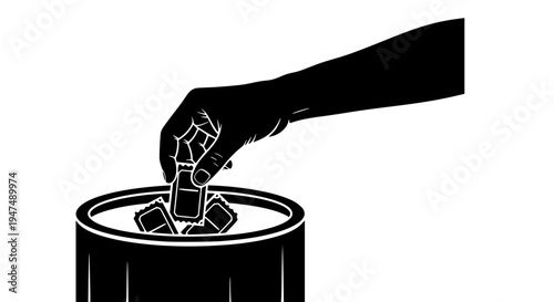 50 50 Raffle Hand Drawing Ticket from Drum Black Silhouette Vector