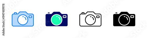 Camera Multiple Style Icon Set Vector 