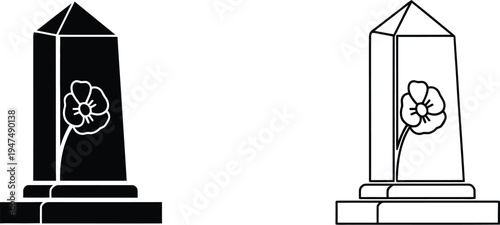 Tombstone flower line art Vector