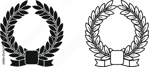 Laurel wreath badges with ribbons Vector