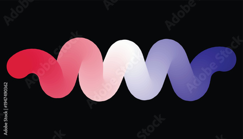 Red pink white blue gradient tube shape abstract background