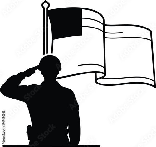 Soldier saluting american flag Vector