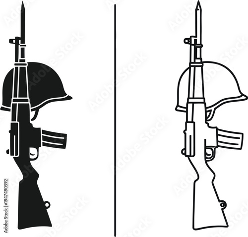 Soldier helmet comparison Vector
