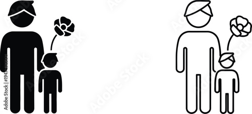 Father and child with flowers family Vector