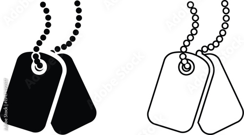 Dog tags pair black and white Vector