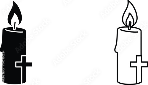 Black and white candles with crosses Vector
