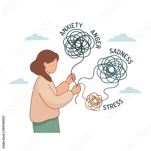 Woman experiencing emotions like anxiety, sadness, anger and stress outdoors