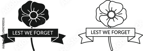 Lest we forget poppy memorial Vector