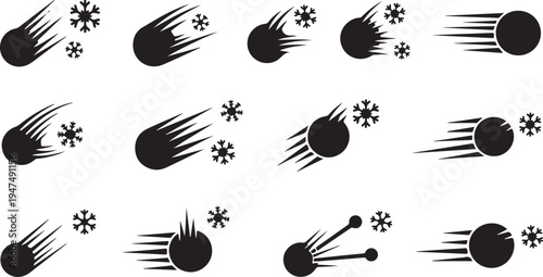 Meteor Shower Silhouette Pattern on White Background