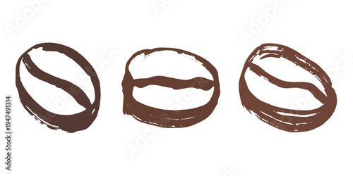 Set of hand drawn fresh roasted coffee bean Arabica robusta seed doodle Single element for design print packaging label decor