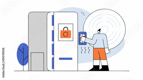 User interacts with a secure smart locker system using a mobile device.