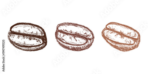 Set of hand drawn fresh roasted coffee bean Arabica robusta seed doodle Single element for design print packaging label decor