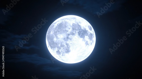 Full moon in dark cloudy night sky
