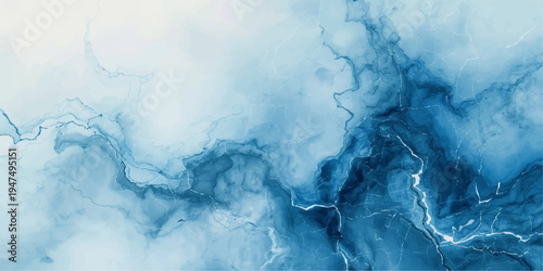 Abstract blue smoke and ethereal watercolor clouds swirl against a black texture to create a moody atmospheric background of nature and light