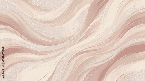 Soft delicate beige and pink abstract background with wavy lines and smooth texture