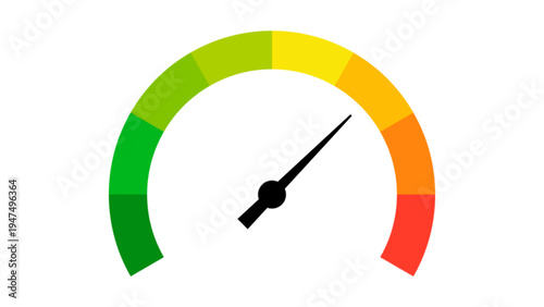 Colorful Gauge Speedometer Icon with Needle Pointing to High Level