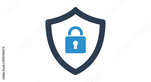 Cybersecurity protection concept with a shield and padlock vector illustration representing digital data safety design