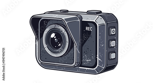 Digital Action Camera Isolated on White Background