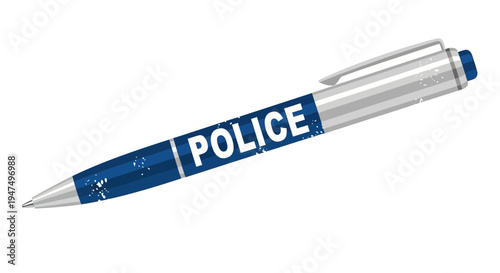 Police pen on white background