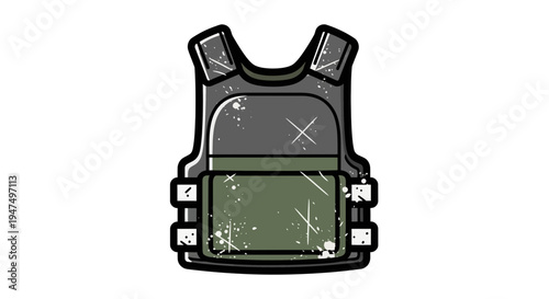 Tactical bulletproof vest icon, military protection garment