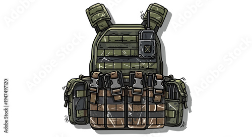 Tactical Body Armor Vest with Radio and Pouches