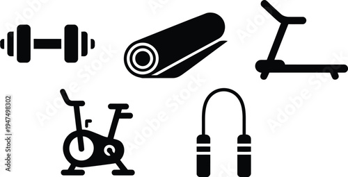 Set of 5 gym icons vector