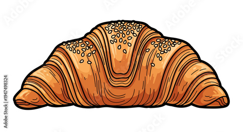 A cartoon illustration of a croissant pastry.