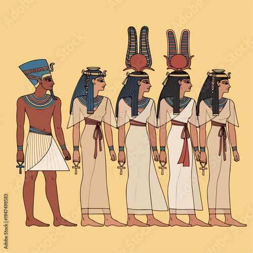 Photos Cartoon vector illustration of ancient Egyptian life
