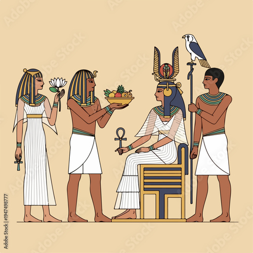 Photos Cartoon vector illustration of ancient Egyptian life