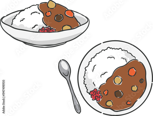 カレーライス　ベクター