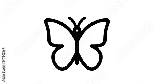 Simple black line butterfly drawing.
