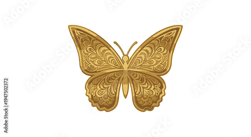Golden Butterfly with Intricate Design.