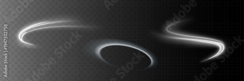 White glowing shiny lines effect vector background. Luminous white lines of speed. Light glowing effect. Light trail wave, fire path trace line and incandescence