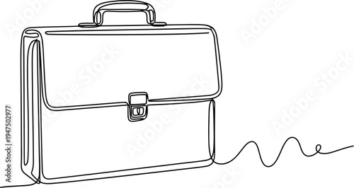 A black and white drawing of a briefcase