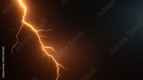 Wallpaper Mural Orange lightning bolt cutting across dark cinematic background with dramatic glow and contrast, high contrast storm energy with electric branch details and moody atmosphere Torontodigital.ca