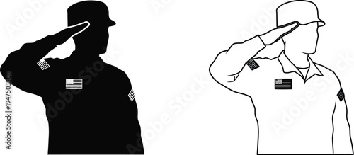 Police officer salute silhouette Vector