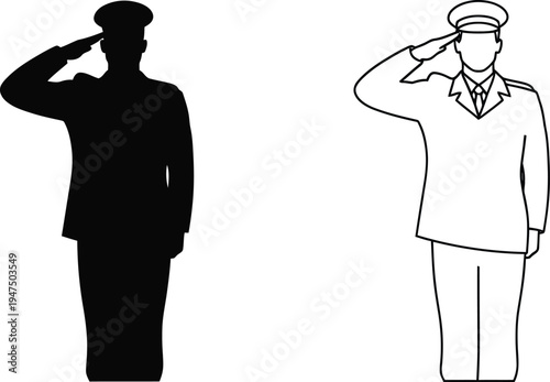 Soldiers saluting military men Vector