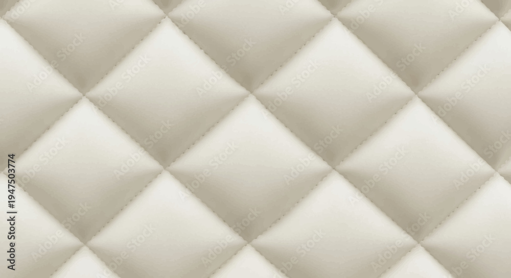Fototapeta premium White leather texture with diamond stitching pattern closeup